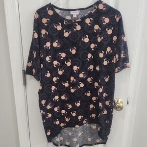 LuLaRoe Short Sleeve Top with Navy and Peach Design